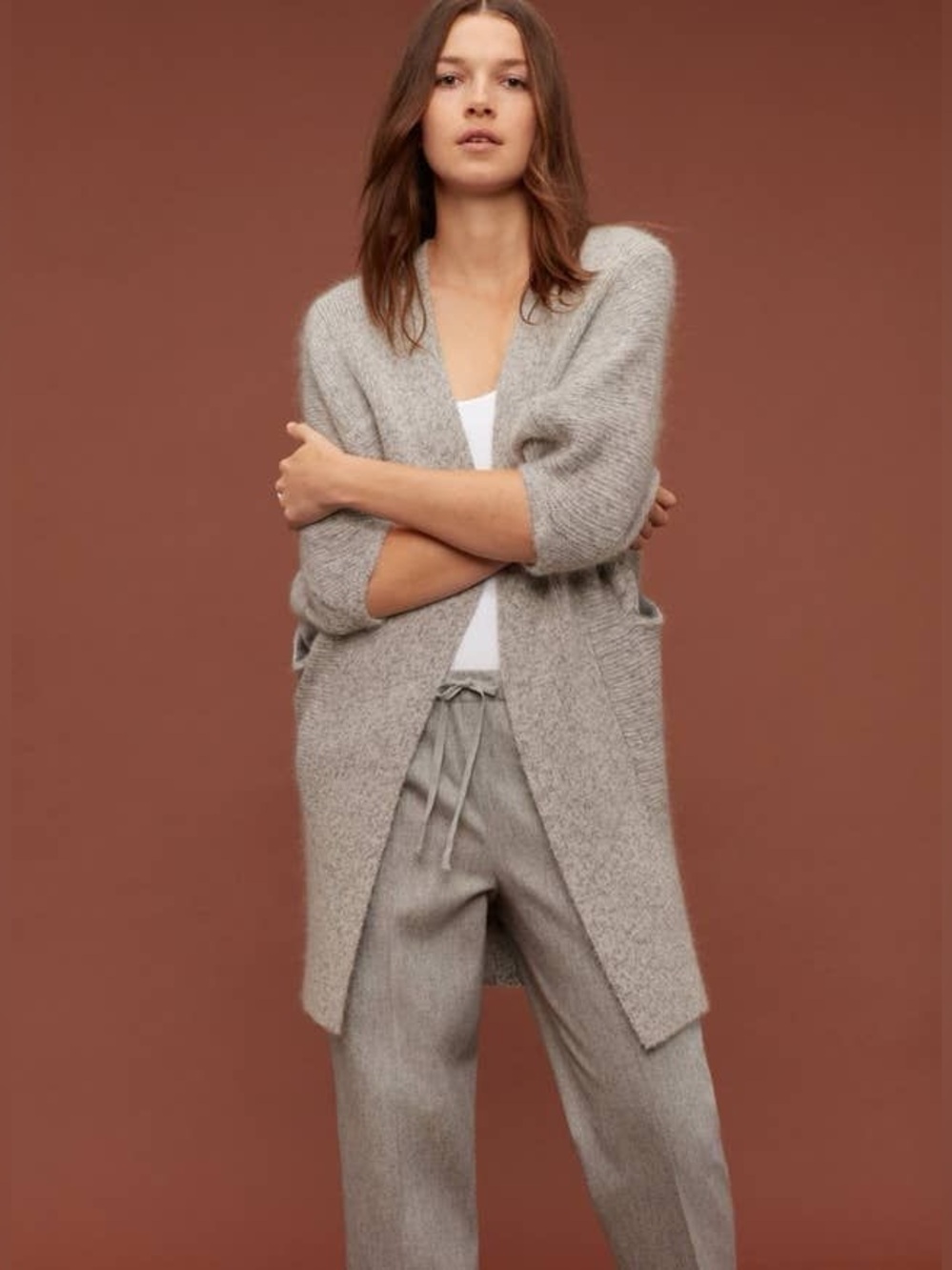 Aritzia The Group Babaton Javier Cocoon Cardigan Wool Alpaca Mohair Blend S/M
